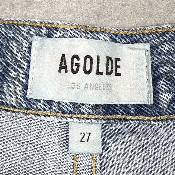 AGOLDE 90's Mid Rise Loose Fit Jeans Fall Out Size 27 Distressed Medium Wash - Picture 12 of 15